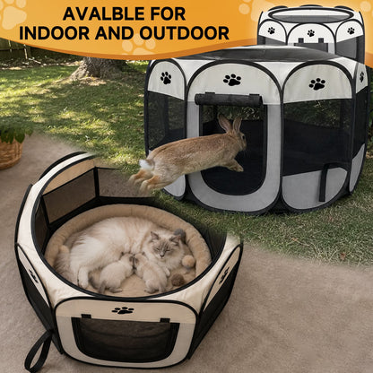 Cat Playpen,29" Pop-Up Cat Cage with Side Pocket,Pet Playpen for Small Animal Indoor outside Kitten Playpen 29" Diameter 17" Height