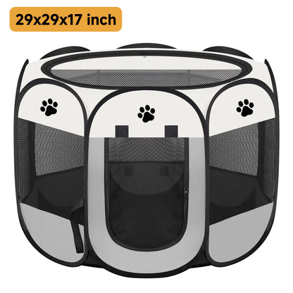 Cat Playpen,29" Pop-Up Cat Cage with Side Pocket,Pet Playpen for Small Animal Indoor outside Kitten Playpen 29" Diameter 17" Height